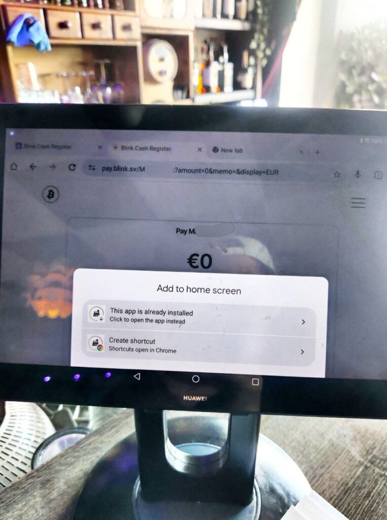 How to Use Blink POS in Your Shop, Cafe or Restaurant 3 Add blink Wallet Lightngin Cashier POS to homescreen tablet