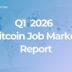 Bitvocation Bitcoin Job Market Update: Q1 2026 56 Bitvocation's Q1 2026 report shows a still-active but slightly softer Bitcoin hiring market in Q1 2026: 431 jobs across 77 companies, down roughly 10% year over year versus Q1 2025.