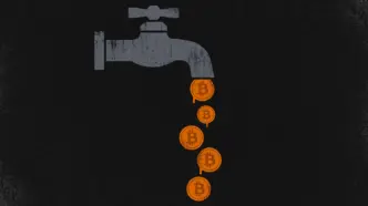 Faucet dripping bitcoin coins