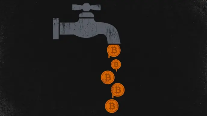 Faucet dripping bitcoin coins